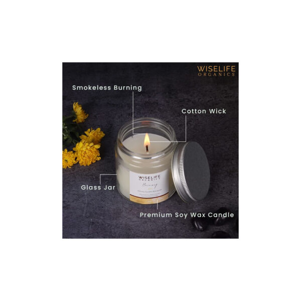 WiseLife Organics Harmony Scented Candle | Smokeless Premium Soy Wax | 80 g Wax - Image 2