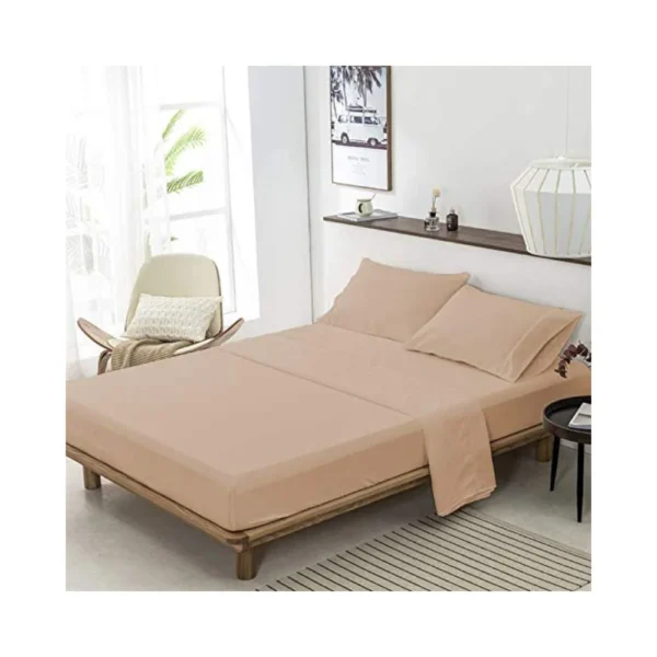 Indian Kingdom Beige Organic Cotton Bedsheet with 2-Pillow Covers - Image 2