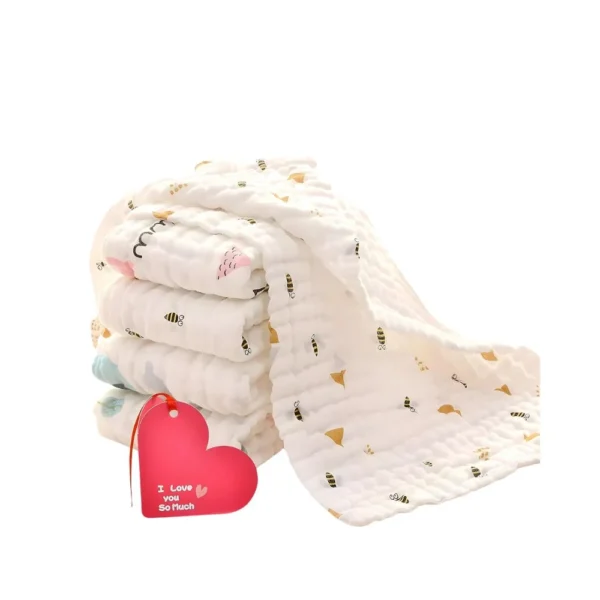 Koochie-Koo Muslin Wash Cloth Organic Cotton Face Towel | Pack of 3 White | 350 GSM - Image 3