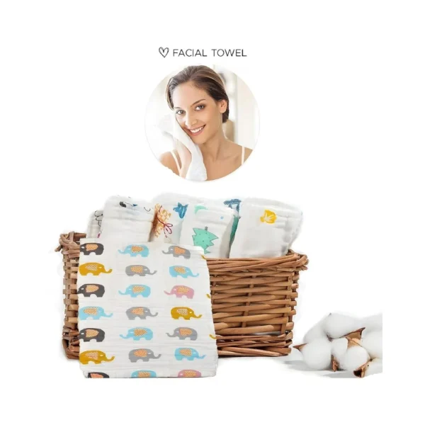 Koochie-Koo Muslin Wash Cloth Organic Cotton Face Towel | Pack of 3 White | 350 GSM - Image 2