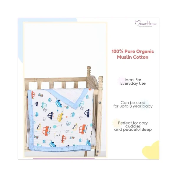 MOM'S HOME Pure Organic Cotton 6 Layer Muslin Blanket Covers