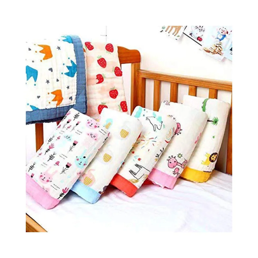 Moms Home Organic Cotton Baby Muslin 6 Layer Blanket | 100 x100 cm | 0-3 Years | Pack of 1