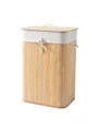 Foldable Bamboo Laundry Basket Hamper with Lid