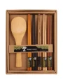 HOKIPO 5 Pairs Wooden Bamboo Chopsticks with Rice Serving Spoon