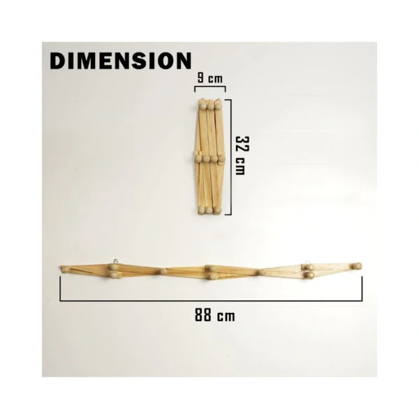 HOKIPO Wooden Bamboo Wall Mounted Adjustable Hanger Dimensions