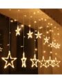 Desidiya 12 Stars 138 Led Curtain String Lights Window Curtain Lights with 8 Flashing Modes Decoration for Christmas | 0.3 kg