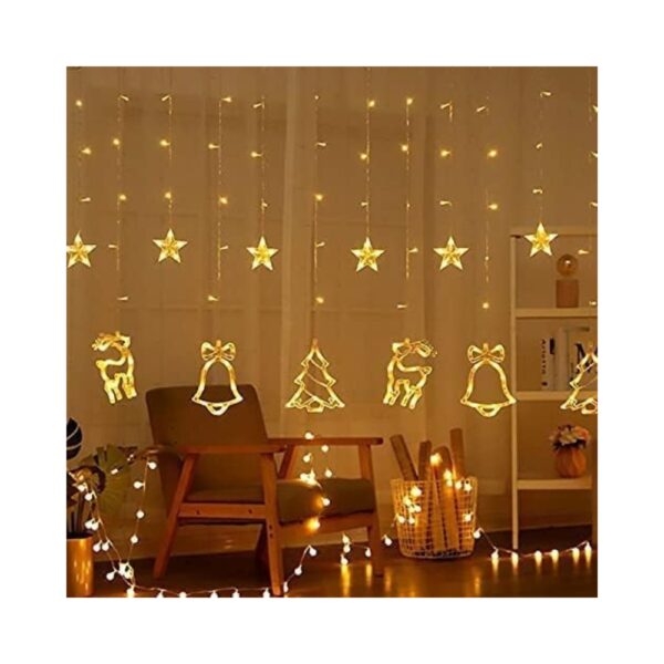 Desidiya 2.5m Reindeer LED Curtain String Lights - 8 Flashing Modes | 0.24 kg