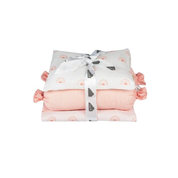 Masilo 100% Organic Muslin Mini Crib Set/Includes Blanket-Pillow-Bolsters/Essential Infant Cot Bedding Set/Soft & Comfortable/Baby Gift Set/Mini Newborn Nursery Bundle - Rainbow | ‎500 g