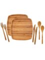 BambooMN Camping Mess Kit Lightweight Organic 10" x 10" Bamboo Plates - 2 Sets | 931 g
