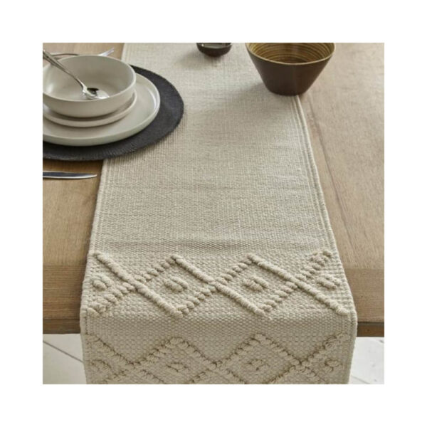 Poshreya Handwoven Designer Organic Cotton Table Runner for 6 Seater Dining Table |Center Table | Patio Table |Coffee Table (13*72 Inches)(Set of 1) | 350 g - Image 2