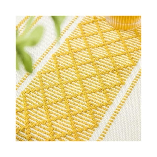 Stonemunk Hand-Made Organic Cotton Multipurpose Cotton Fade Resistant Table Runner & Dining Table Linen (Size, 14 x 72 Inches) (Cotton Yellow)| 440 g - Image 2