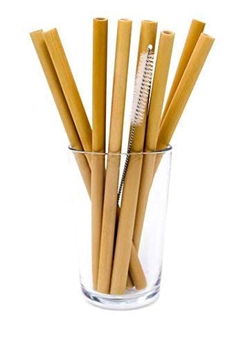 Swastha Hygiene Organic Bamboo Straws with Cleaning Brush,Biodegradable Reusable Straw for Kids and Adults, Handcrafted Natural Alternative to Plastic,Non-Toxic and No Inks Dyes Straws (Pack of 10) | 50 g
