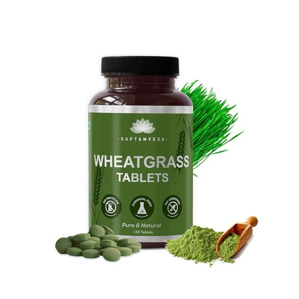 Saptamveda Organic Wheat Grass Tablets | (120 Tablets, 500 g)